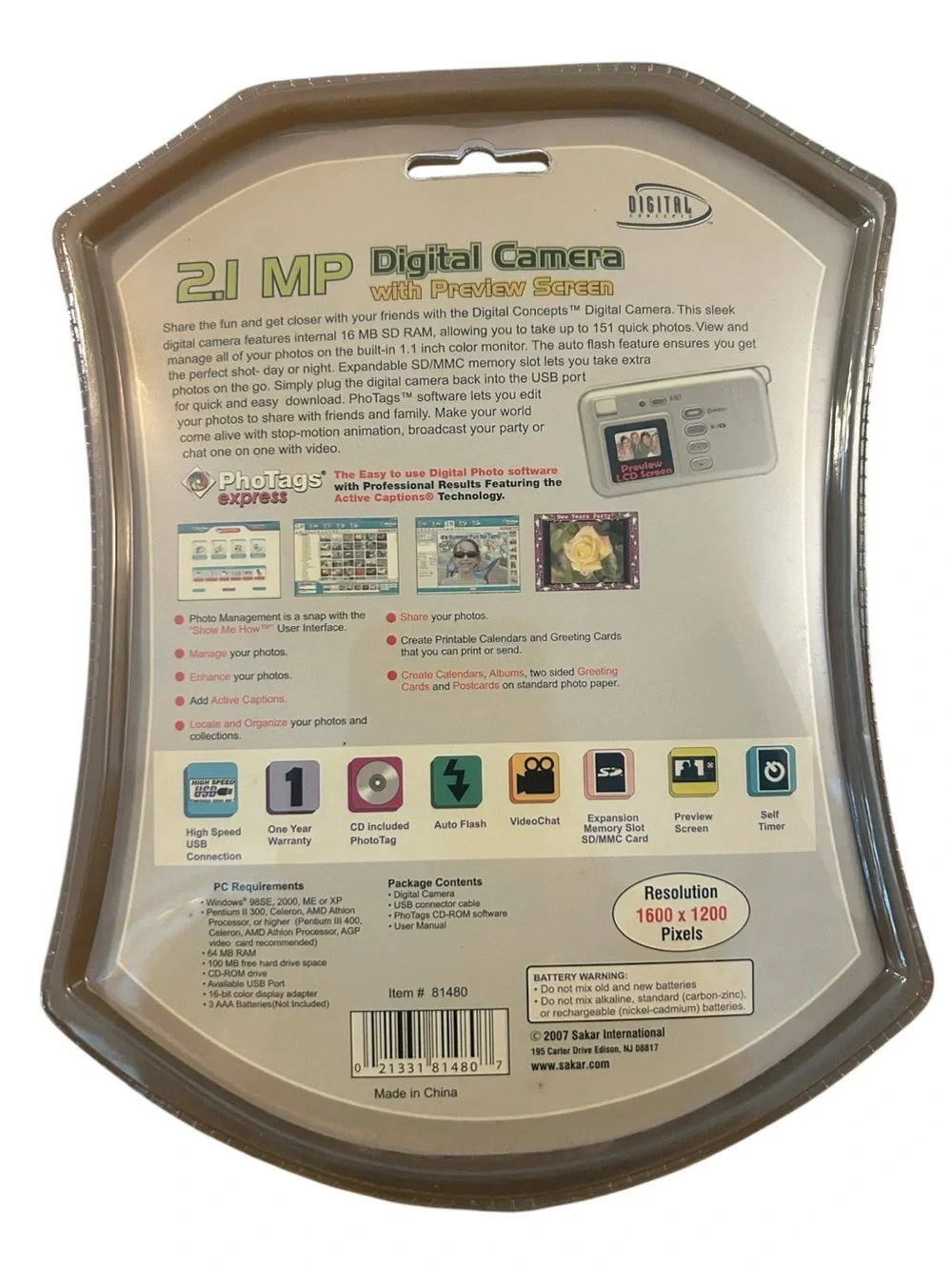 NEW Digital Concepts 21 MP Digital Camera w/Preview Screen 2007 NOS Auto Flash